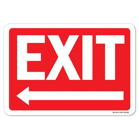 ANSI Caution Sign, Exit W/ Left Arrow, 24in X 18in Aluminum